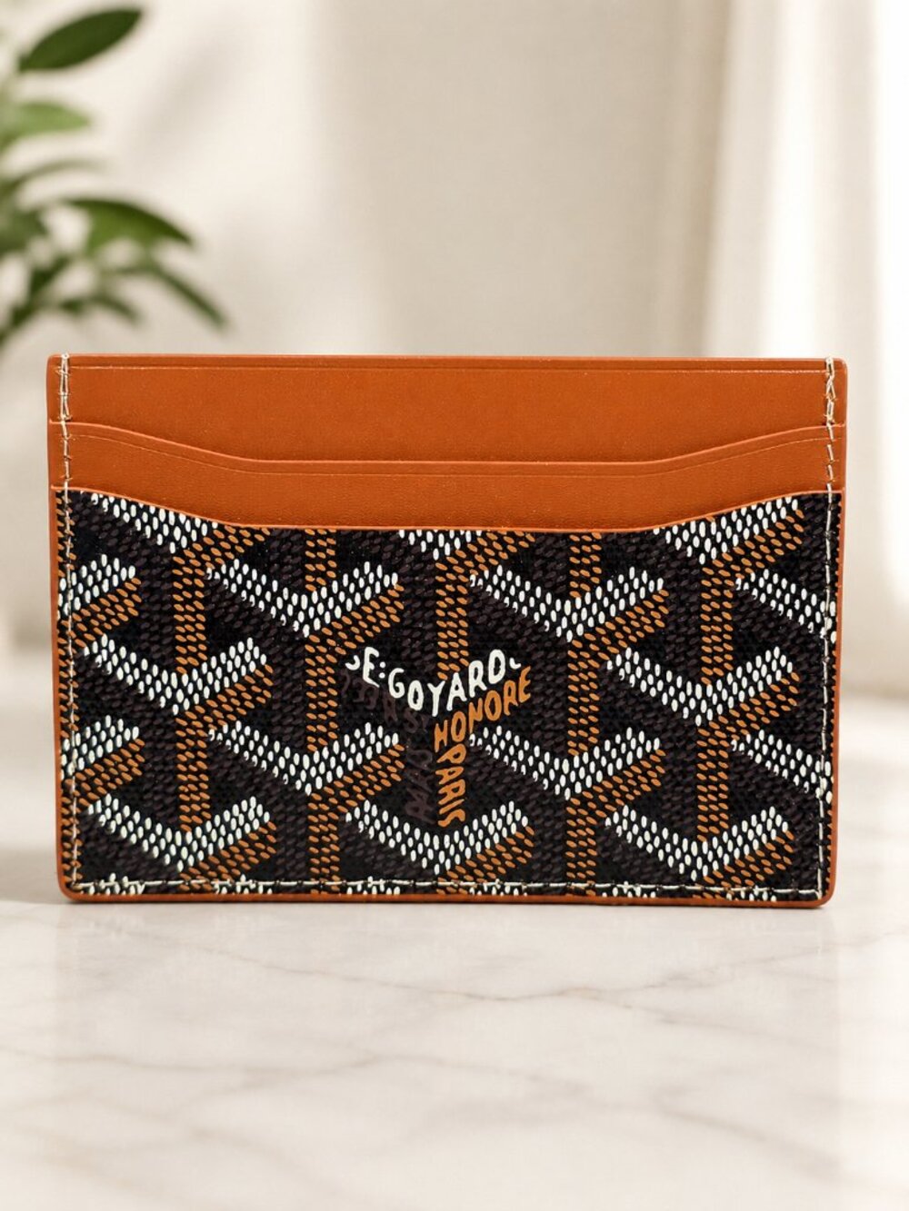 Goyard Saint-Sulpice Card Holder Brown/Tan Goyardine Canvas Made in France